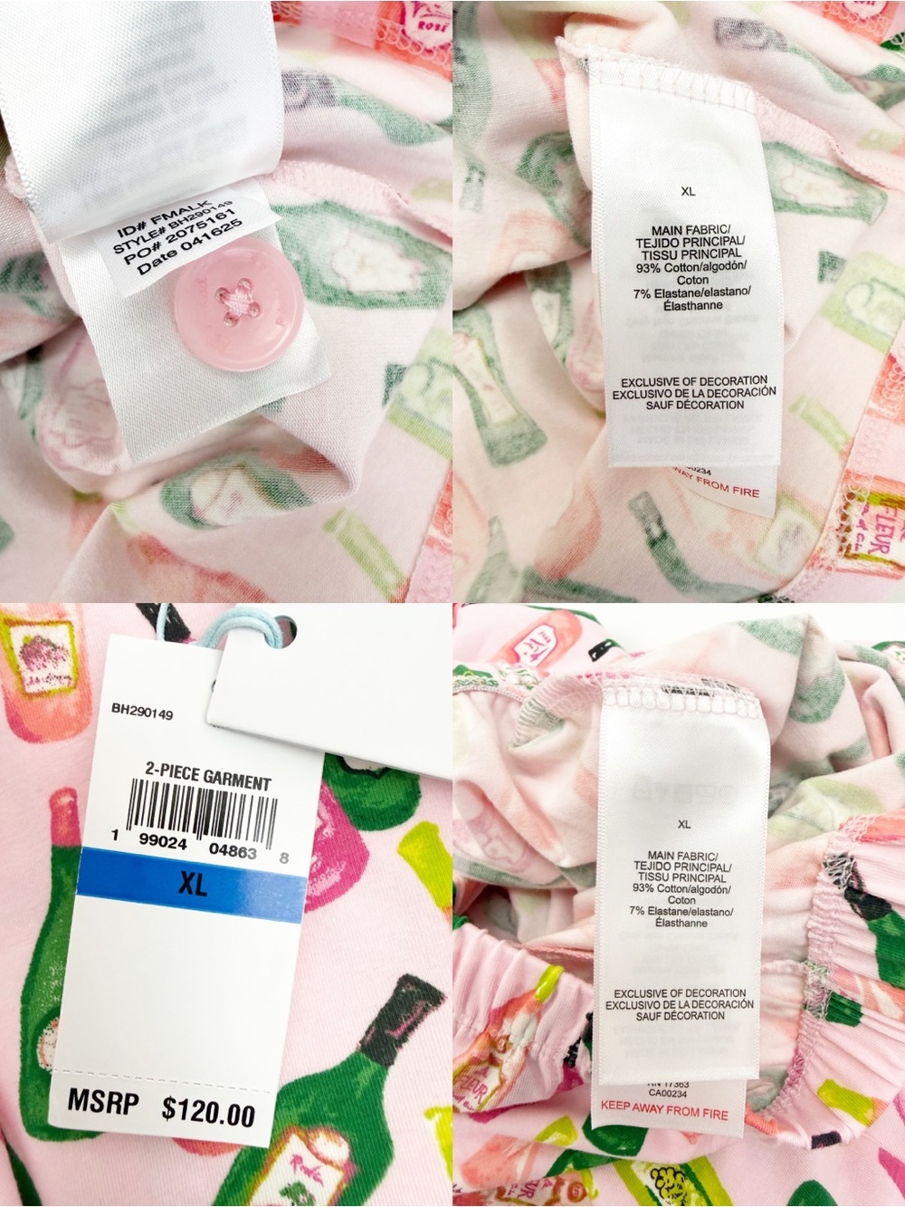 BedHead BedHead Pajamas Wine Tour Long Sleeve Classic Stretch Jersey PJ Set Two - Picture 16 of 16